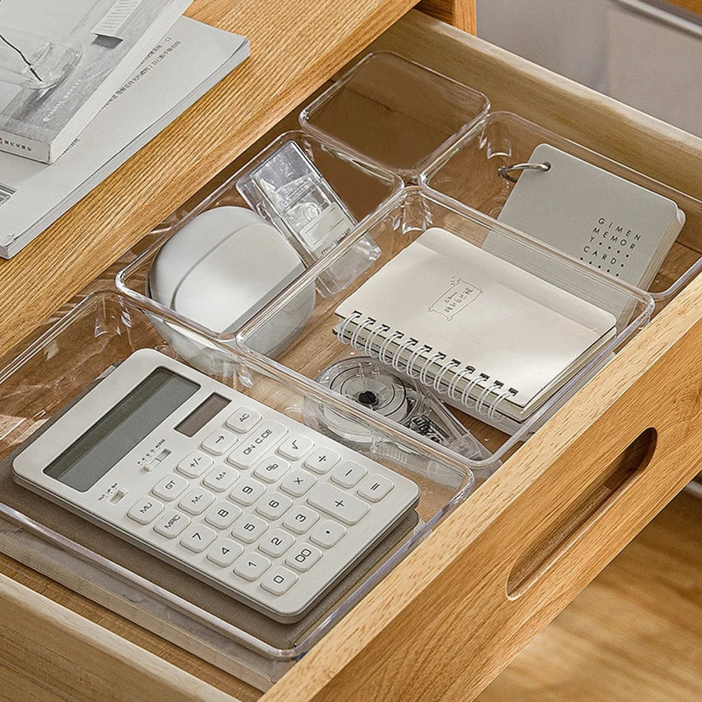 Clear Desk Drawer Organizer Set