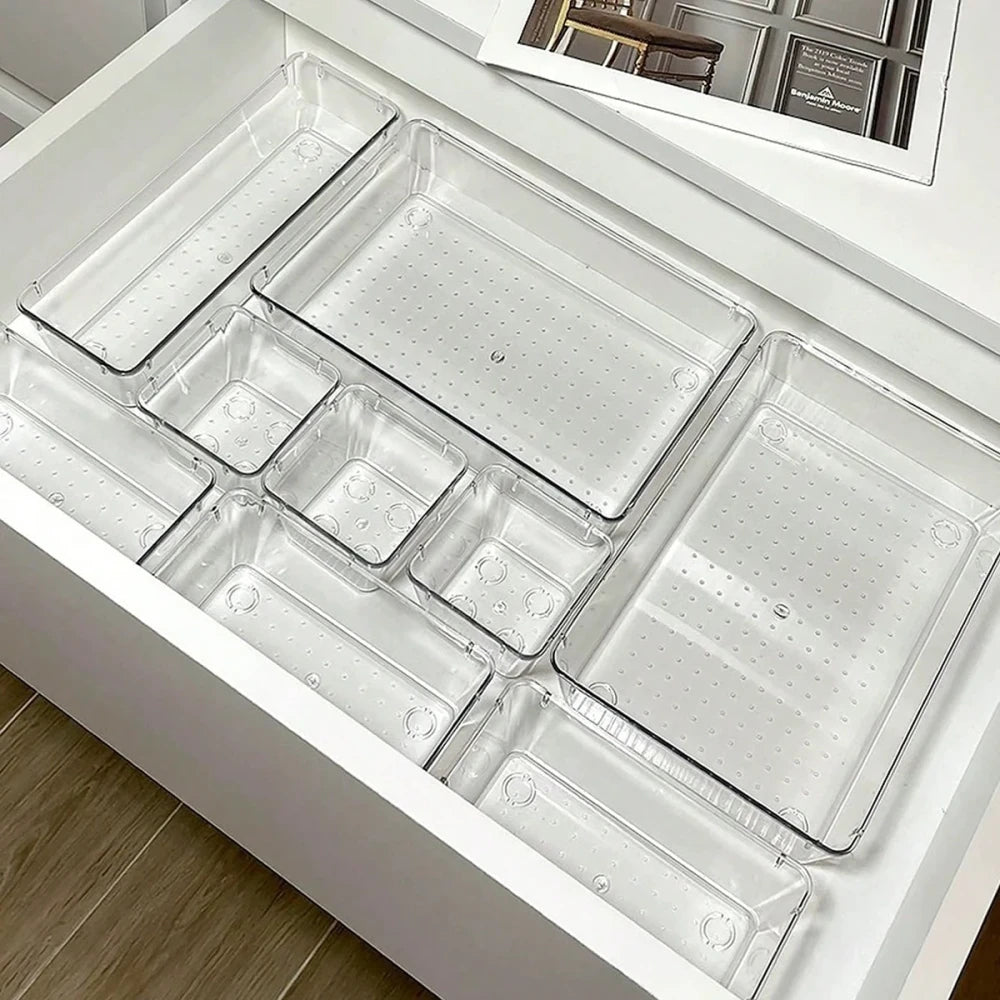 Clear Desk Drawer Organizer Set