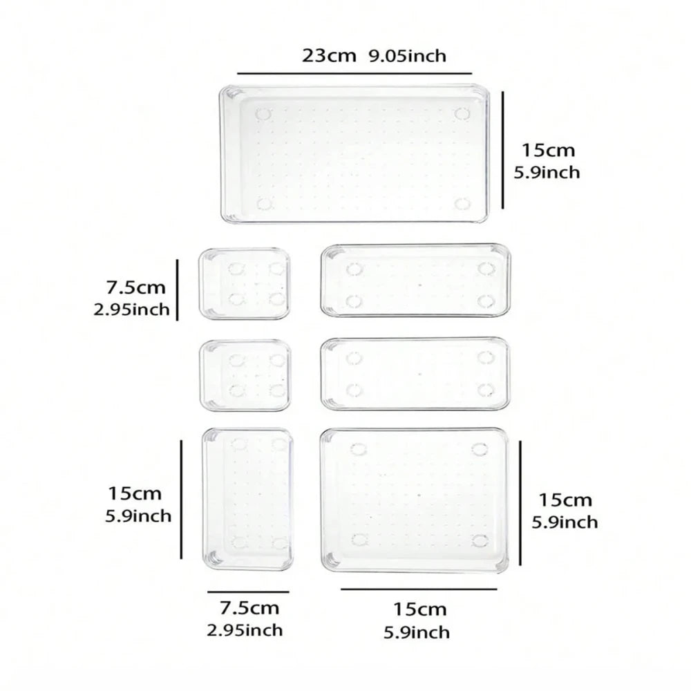 Clear Desk Drawer Organizer Set