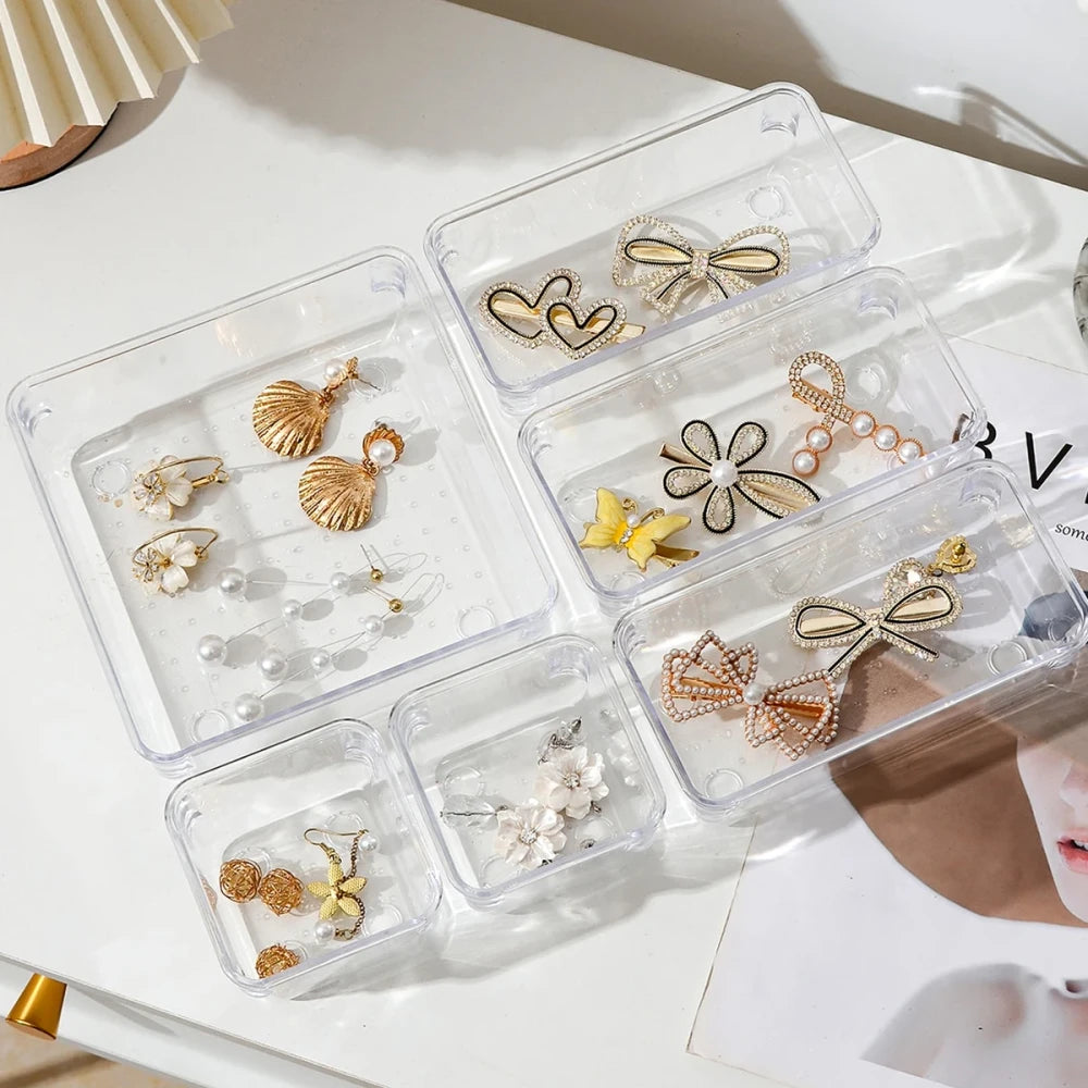 Clear Desk Drawer Organizer Set